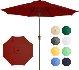 Ayge 9FT Large Outdoor Patio Umbrella Market Table Umbrella-UV Resistant, Easy Push Button Tilt and Crank, 8 Sturdy Fiberglass Ribs Heavy-Duty Pool Umbrella for Deck, Backyard,Garden