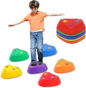 Balance Stepping Stones for Kids, Anti-Slip Rubber Non-Toxic Stackable Sensory Toys, Toddler Obstacle Course Equipment for Indoor/Outdoor Play, Gift Ready for Boys & Girls Ages 3 