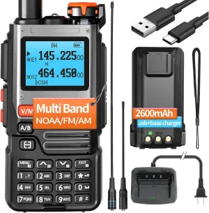 BaoFeng Ham Radio Handheld Long Range Rechargeable Type-C 2600mAh Walkie Talkies for Adults 5RM K5 Two Way Radio with Earpiece,NOAA Weather Receiver,Copy Frequency for Hunting Survival Gear