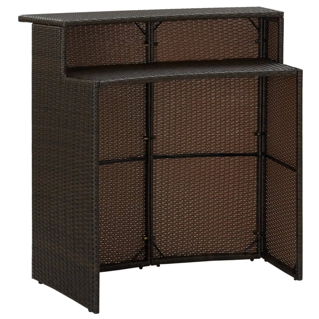 Bar Table Outdoor Counter Height Pub Table with 2 Shelves PE Rattan