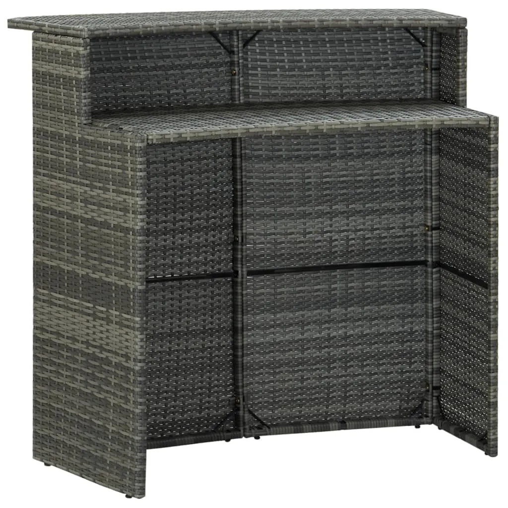 Bar Table Outdoor Counter Height Pub Table with 2 Shelves PE Rattan