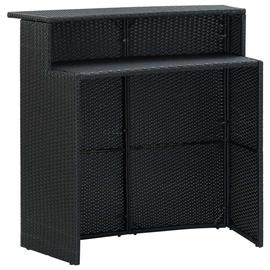 Bar Table Outdoor Counter Height Pub Table with 2 Shelves PE Rattan
