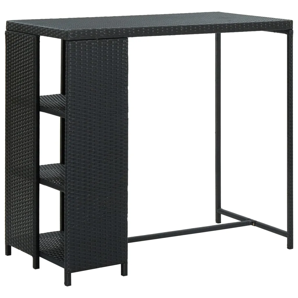 Bar Table Pub Table Kitchen Bistro Table with Storage Rack Poly Rattan
