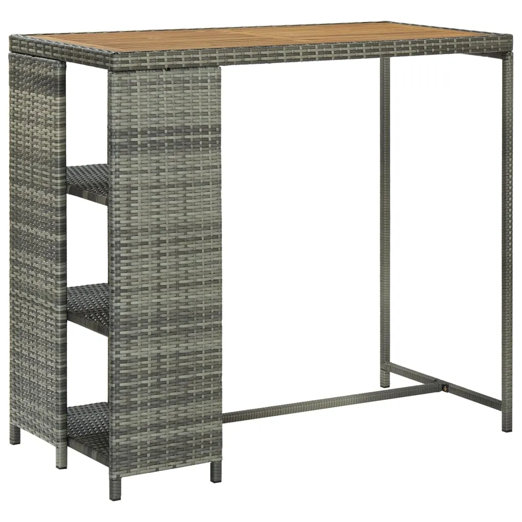 Bar Table Pub Table Kitchen Bistro Table with Storage Rack Poly Rattan