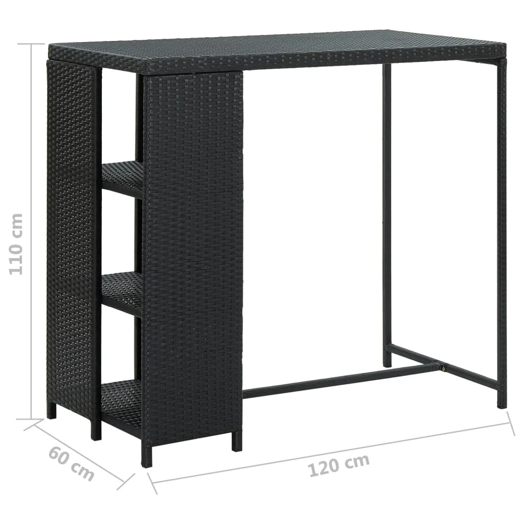 Bar Table Pub Table Kitchen Bistro Table with Storage Rack Poly Rattan