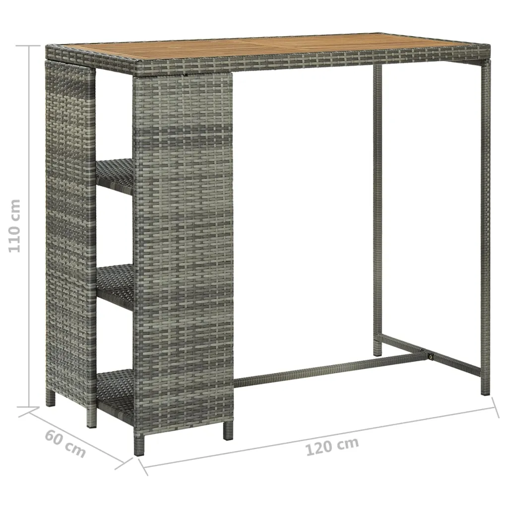 Bar Table Pub Table Kitchen Bistro Table with Storage Rack Poly Rattan