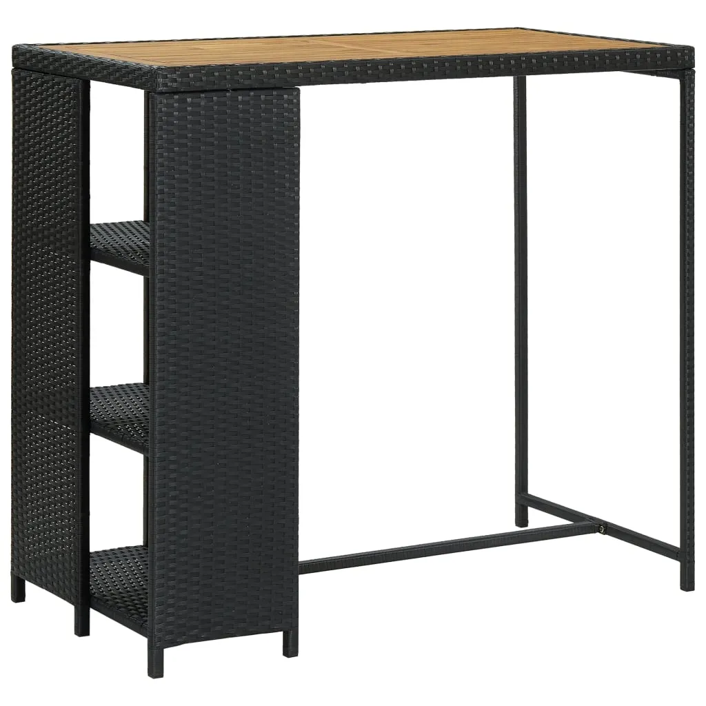 Bar Table Pub Table Kitchen Bistro Table with Storage Rack Poly Rattan