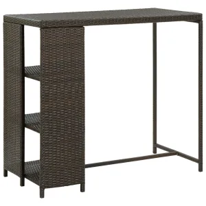 Bar Table Pub Table Kitchen Bistro Table with Storage Rack Poly Rattan
