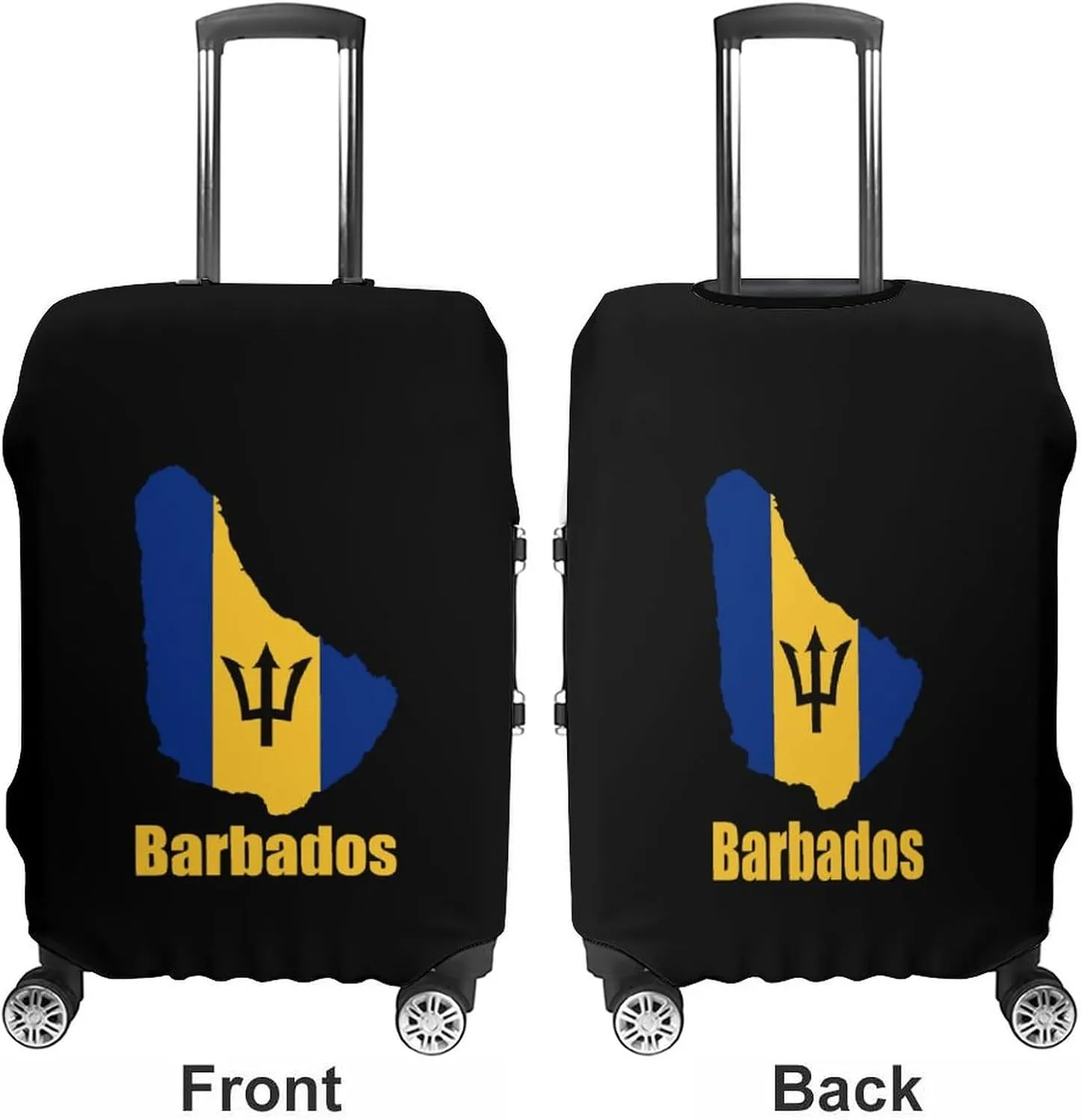 Barbados Flag Map Luggage Protector Suitcase Cover Anti-Scratch Washable Fit 18-32 Inch Travel Luggage