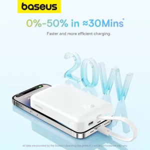 Baseus Magnetic Mini Wireless Fast Charging Power Bank for iPhone 10000mAh 20W Starlight White