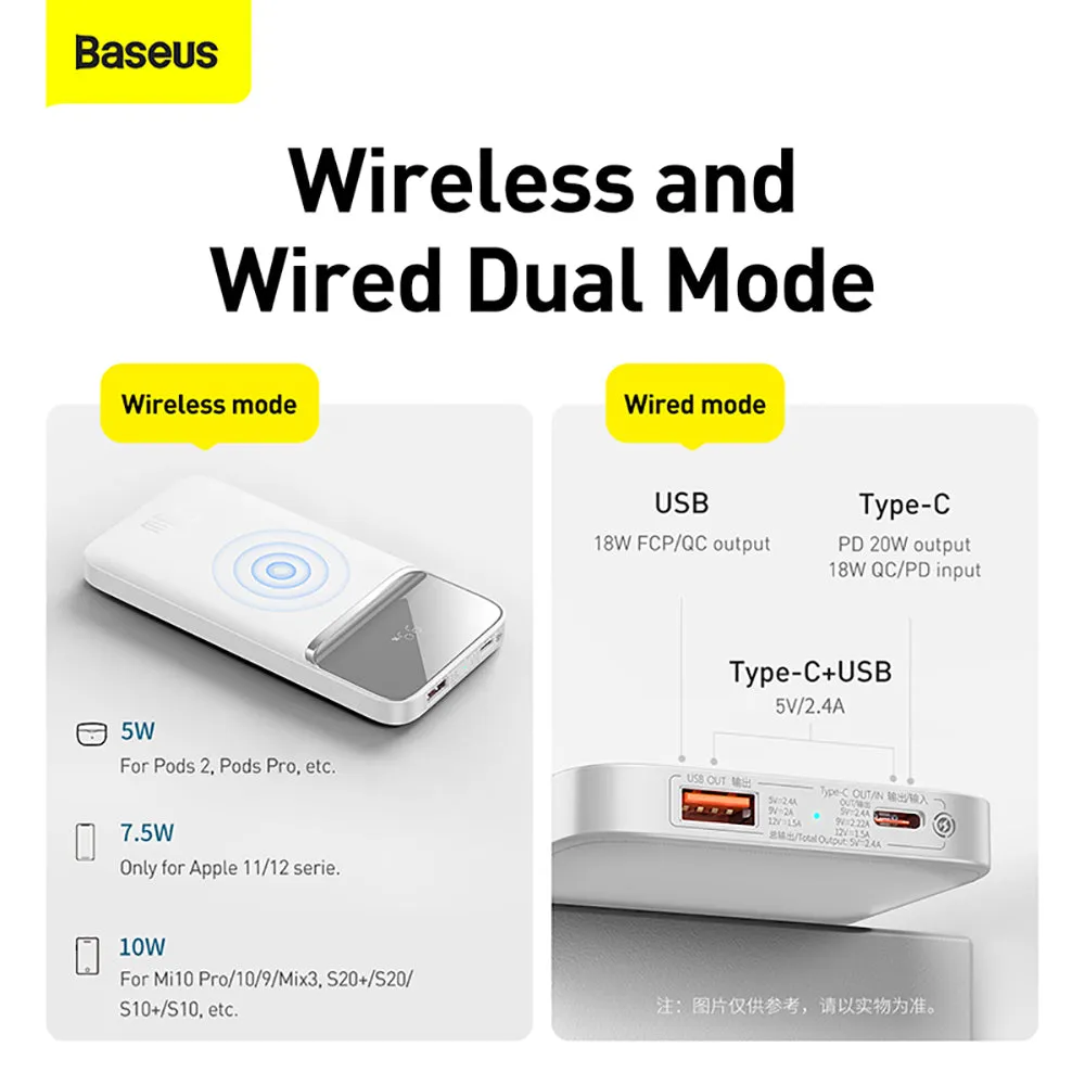 Baseus Magnetic Wireless Quick Charging Power Bank 10000mAh 20W - White