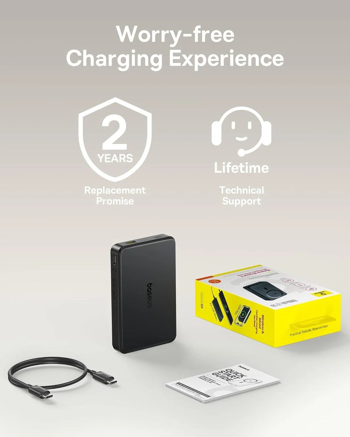 Baseus Magsafe Portable Charger, Qi2 Certified 10,000mAh Magnetic Power Bank, 2-Port Wireless Magsafe Battery Pack with Fast Charging USB-C & USB-A for iPhone 16/15/14/13/12 Series, 2025 New Version