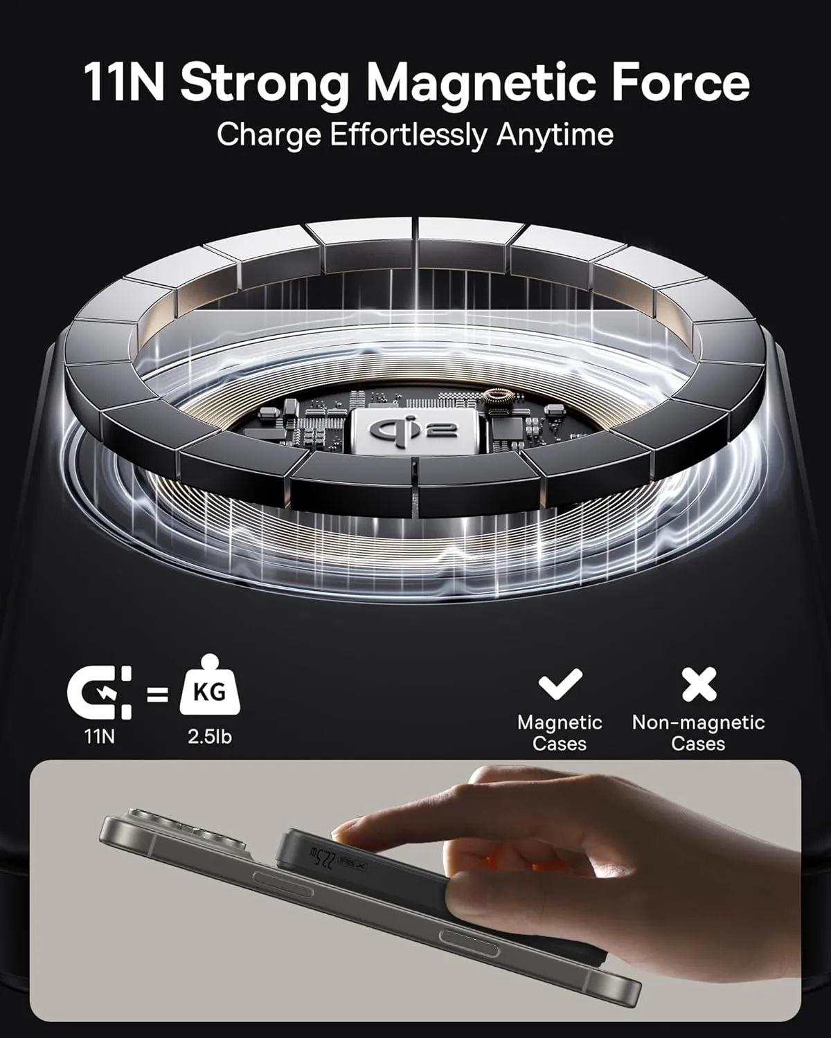 Baseus Magsafe Portable Charger, Qi2 Certified 10,000mAh Magnetic Power Bank, 2-Port Wireless Magsafe Battery Pack with Fast Charging USB-C & USB-A for iPhone 16/15/14/13/12 Series, 2025 New Version