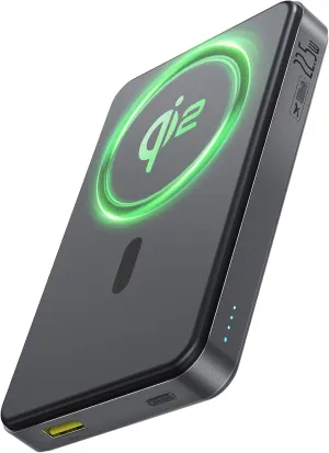 Baseus Magsafe Portable Charger, Qi2 Certified 10,000mAh Magnetic Power Bank, 2-Port Wireless Magsafe Battery Pack with Fast Charging USB-C & USB-A for iPhone 16/15/14/13/12 Series, 2025 New Version