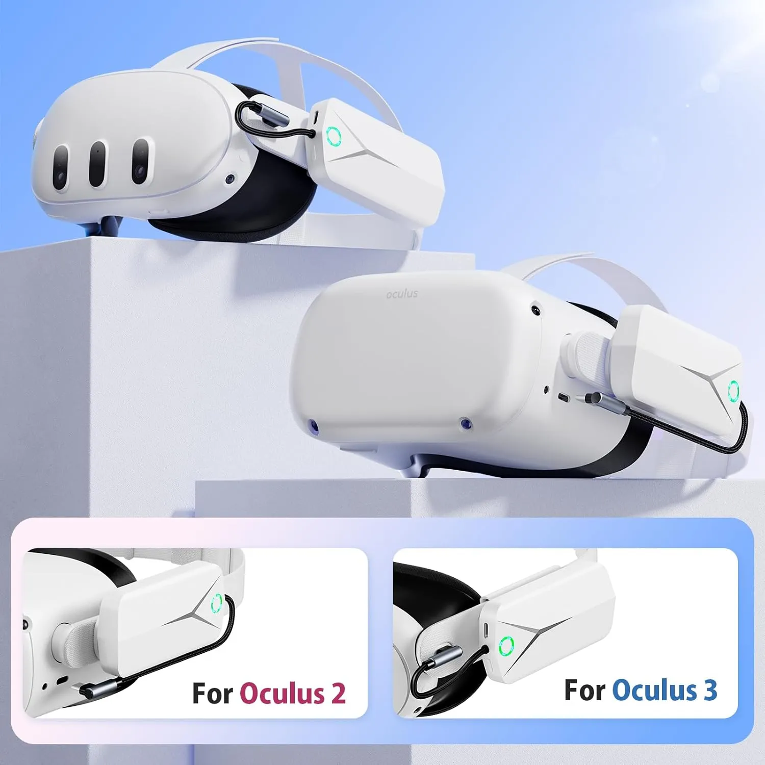 Battery Pack for Oculus Quest 3 and 2, Accessories for Meta Quest 2/3, 5000mAh Extended Battery Charger Compatible with Meta Oculus Quest 2/3 Original Strap and Elite Strap Lightweight VR Accessories
