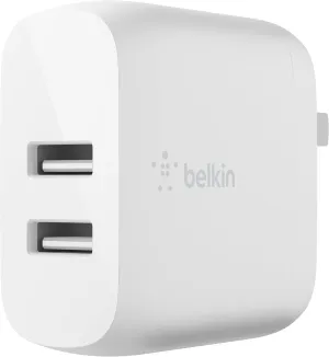 Belkin 24W Dual Port USB Wall Charger - iPhone Fast Charging - Charging Block for Power Bank, iPhone 16, iPhone 15, iPhone 14, iPad Pro, Samsung Nintendo Switch 2 & More, (Cable Not Included)
