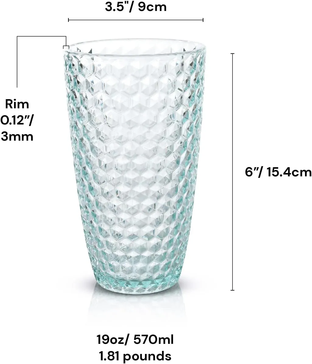 BELLAFORTE - Shatterproof Tritan Plastic Tall Tumbler Teal- 19oz, set of 4, Laguna Beach Drinking Glasses - Dishwasher Safe Tumblers - Unbreakable Drinkware for Indoor and Outdoor Use, BPA Free