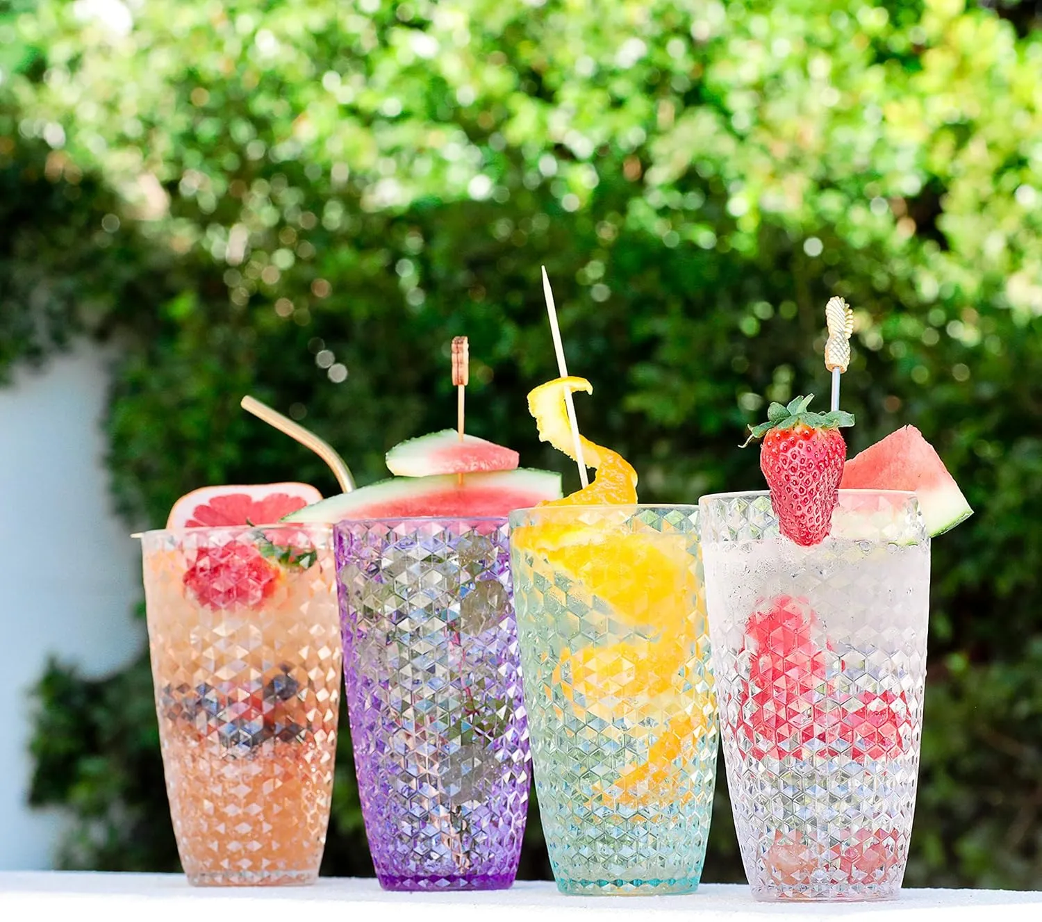 BELLAFORTE - Shatterproof Tritan Plastic Tall Tumbler Teal- 19oz, set of 4, Laguna Beach Drinking Glasses - Dishwasher Safe Tumblers - Unbreakable Drinkware for Indoor and Outdoor Use, BPA Free
