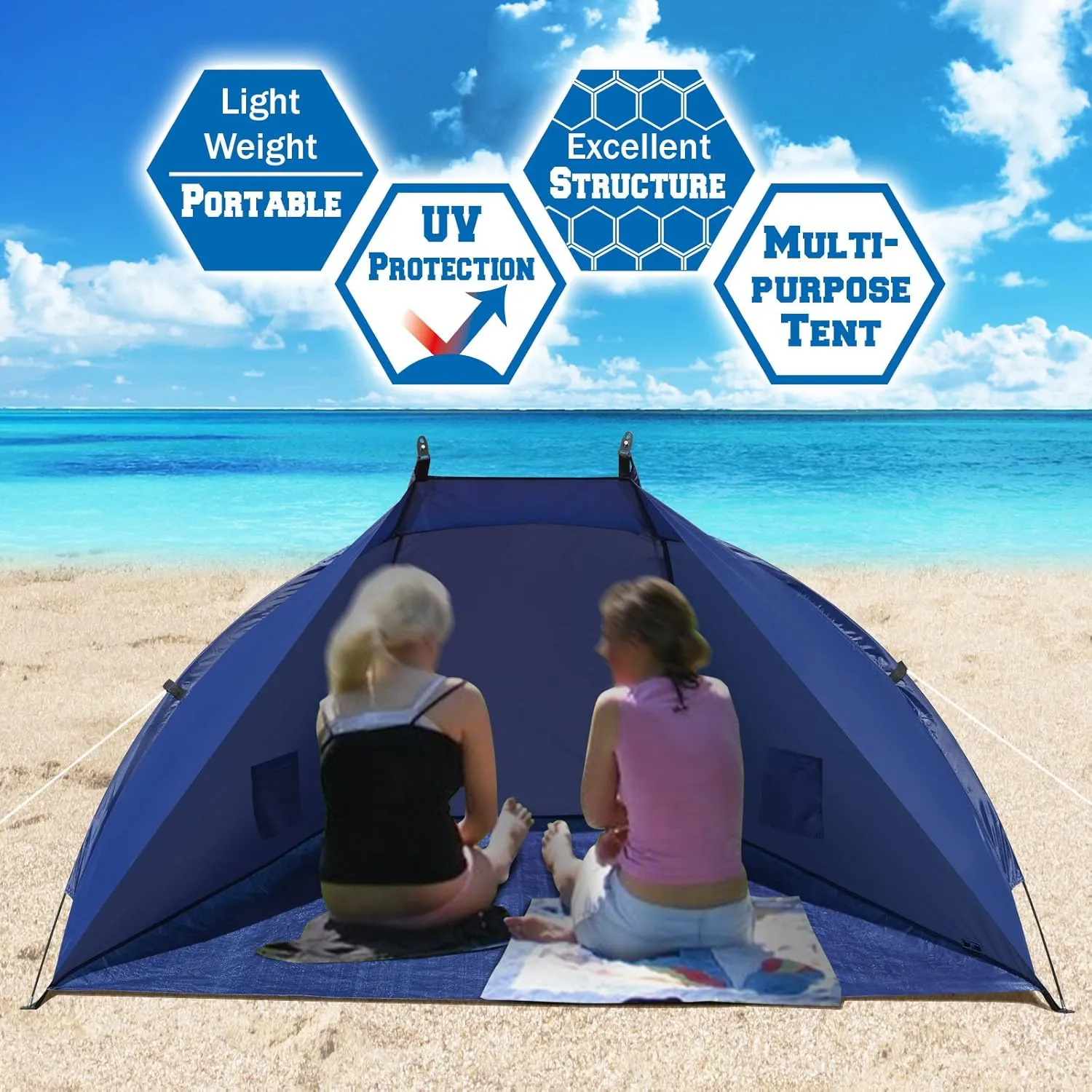 BenefitUSA Outdoor Fishing Beach Tent Canopy Camping Hiking Picnic Sunshade Family Sports Shelter Travel Napping (Dark Blue)