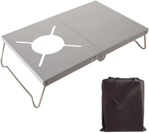 BESPORTBLE 1set Folding Camping Table Burner Stand Silver Portable Travel Desk for Outdoor Use Quick Setup and Easy Storage and Odor Design