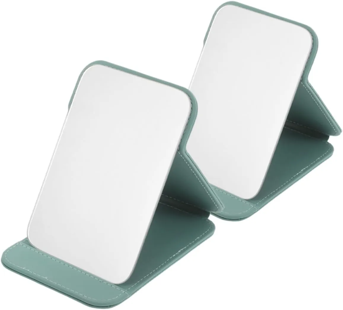 BESTYASH 2Pcs Portable Folding Makeup Mirror for Dorm Small Tabletop Vanity Mirror with High Definition Reflection for Travel and Home Use Compact Design for Personal