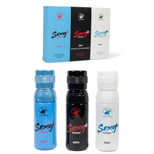 Beverly Hills Polo Club Sexy  Pheromones EDP Slider Collection - 3-Piece Men's Fragrance Gift Set (PLAYER, ALPHA & BOSS) - Long-Lasting, Travel-Friendly Cologne for Men