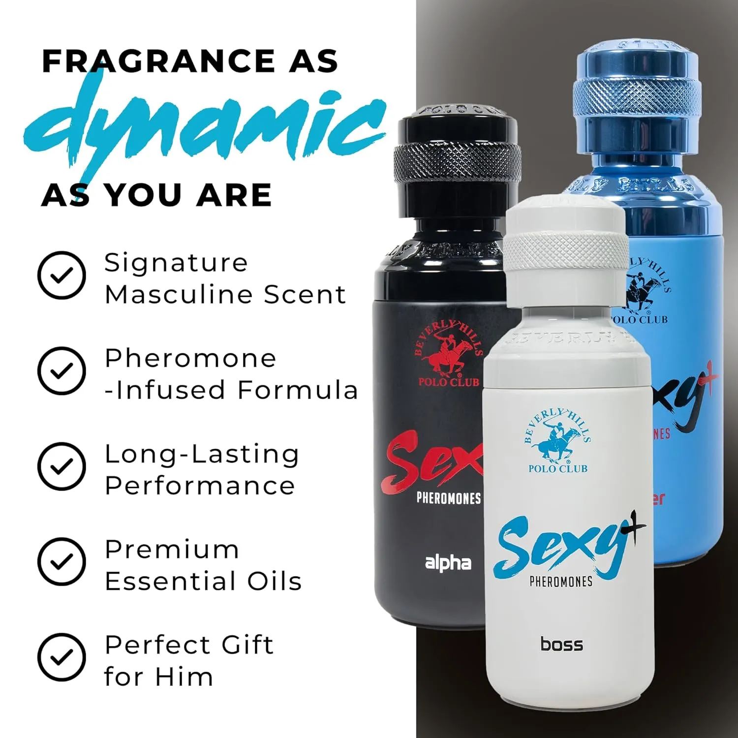 Beverly Hills Polo Club Sexy  Pheromones EDP Slider Collection - 3-Piece Men's Fragrance Gift Set (PLAYER, ALPHA & BOSS) - Long-Lasting, Travel-Friendly Cologne for Men