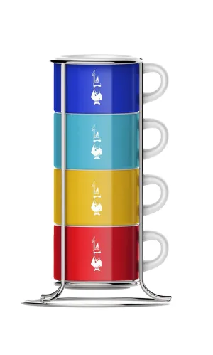 Bialetti Set of 4 stackable cups, porcelain