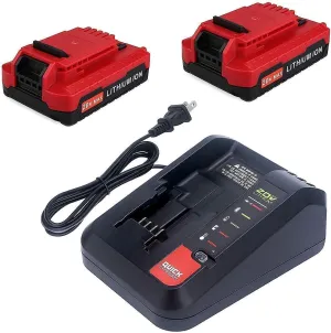 Biswaye PCC692L PCC691L Battery Charger and 2-Pack 3.0AH 20V MAX Lithium Battery Compatible with Porter Cable 20V Battery and 20V Cordless Power Tools