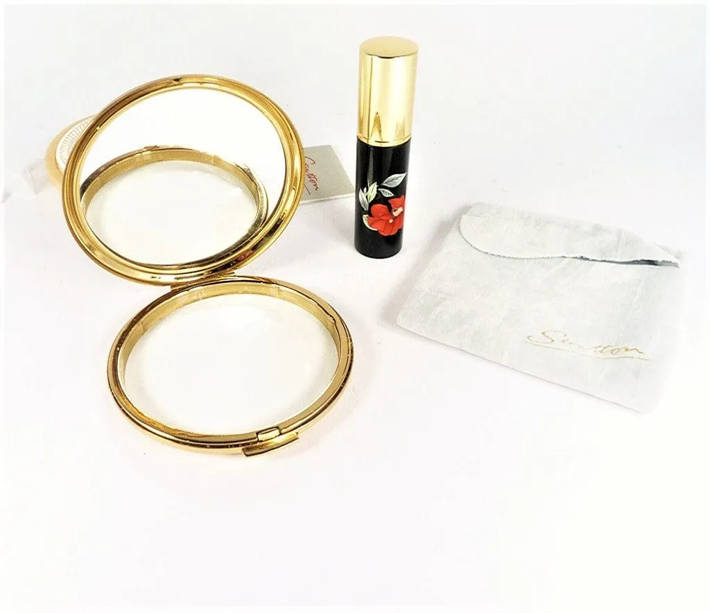 Black Red Gold Stratton Compact Perfume Atomiser Gift Set Unused 1990s