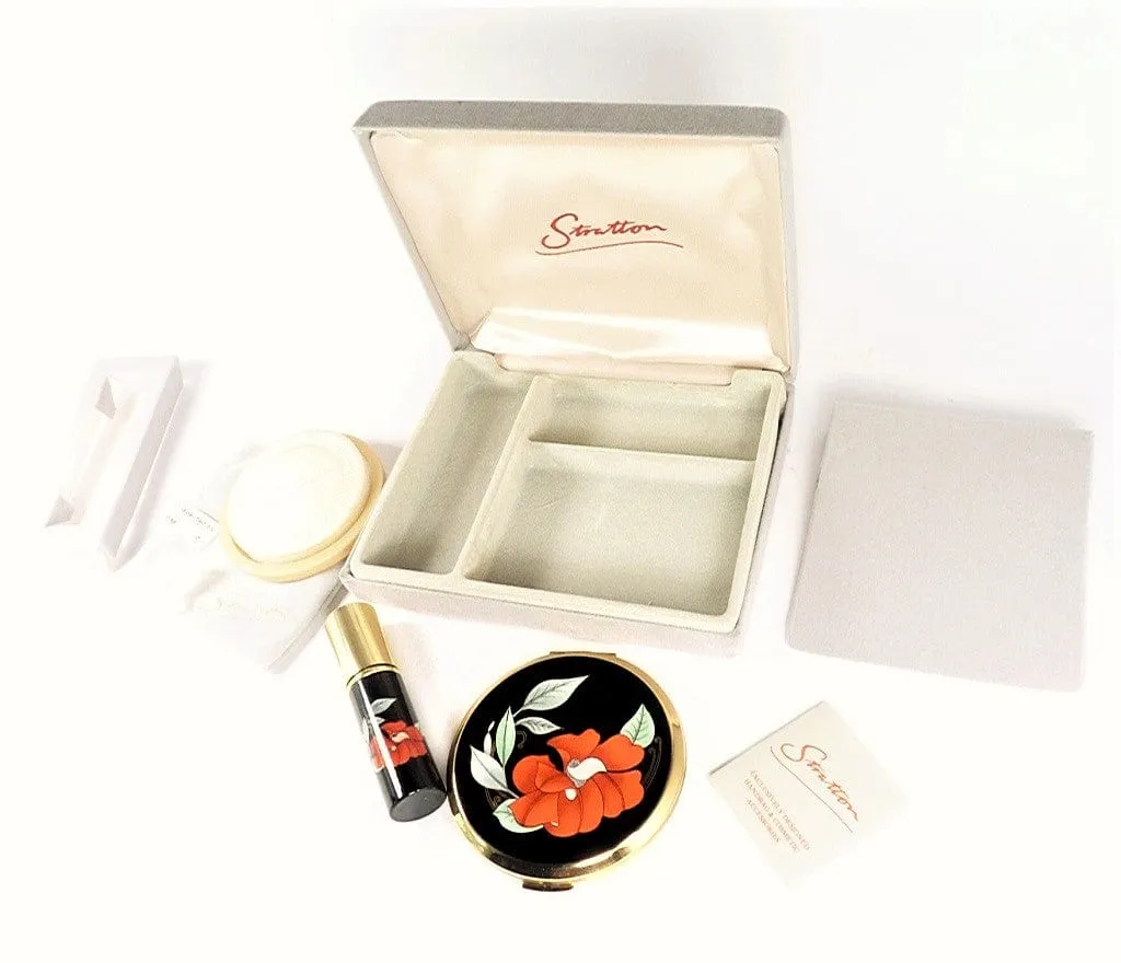 Black Red Gold Stratton Compact Perfume Atomiser Gift Set Unused 1990s