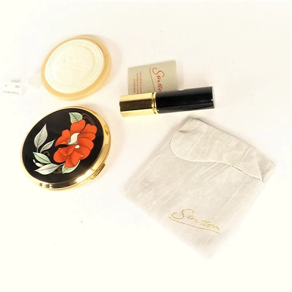 Black Red Gold Stratton Compact Perfume Atomiser Gift Set Unused 1990s