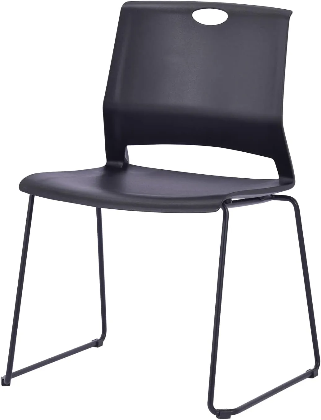Black Waiting Room Guest Chairs Set of 4, Church Chairs with Sled Base, Black Stackable Chair for Conference Room,Training Room.