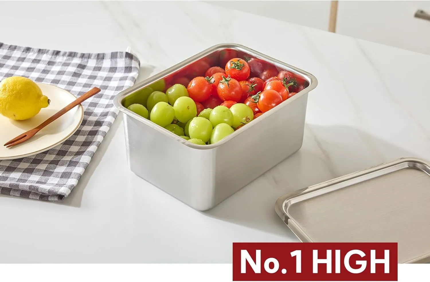 BLoCK High 3PCS Set Stainless Steel Food Storage Containers with Lids and 2 Nets Hotel Pan Kitchen Appliances Dishwasher Safe Premium South Korea