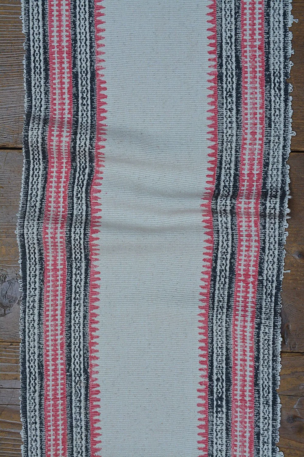 Block Printed Table Runner - Black and Rose