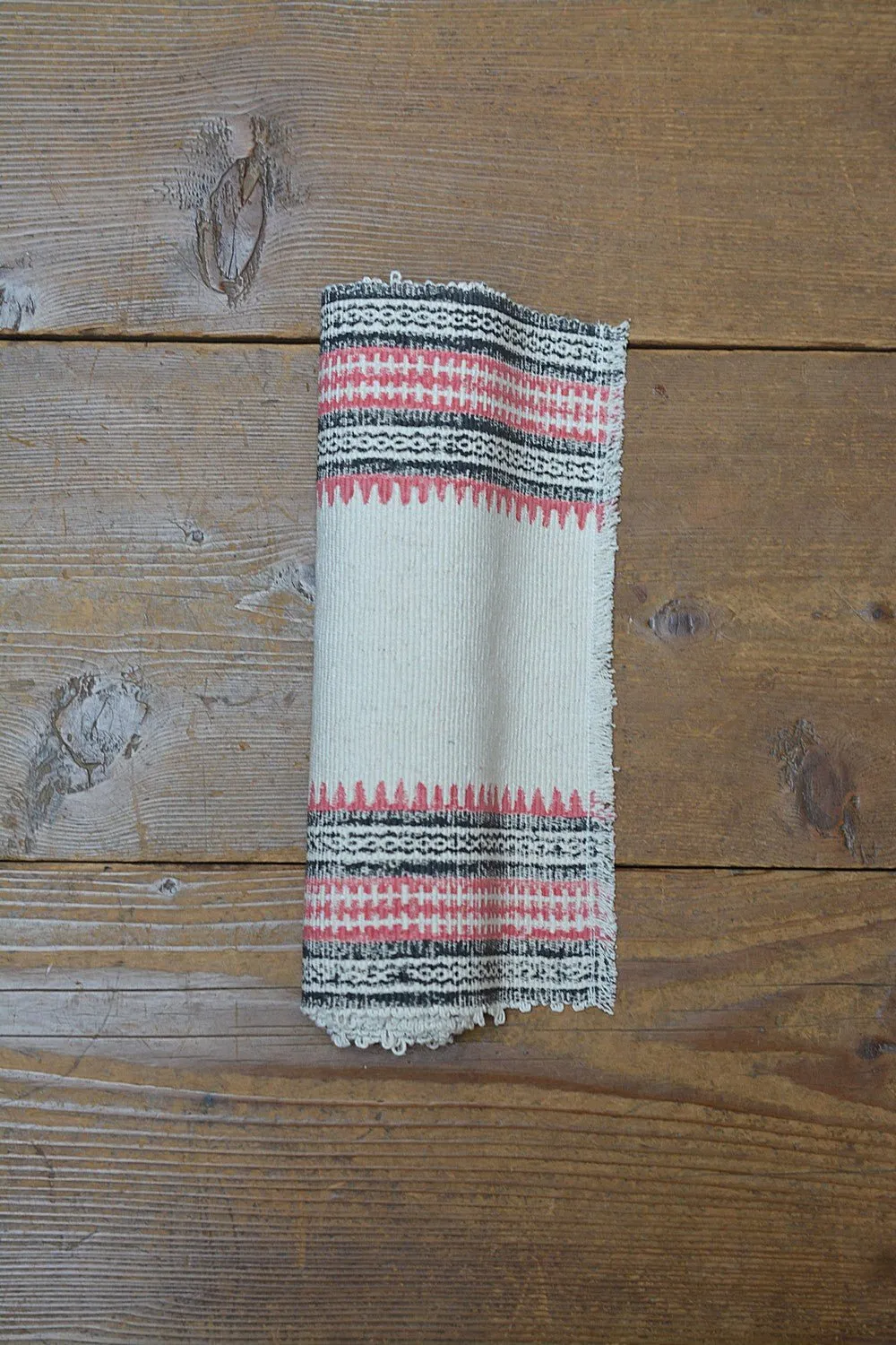 Block Printed Table Runner - Black and Rose