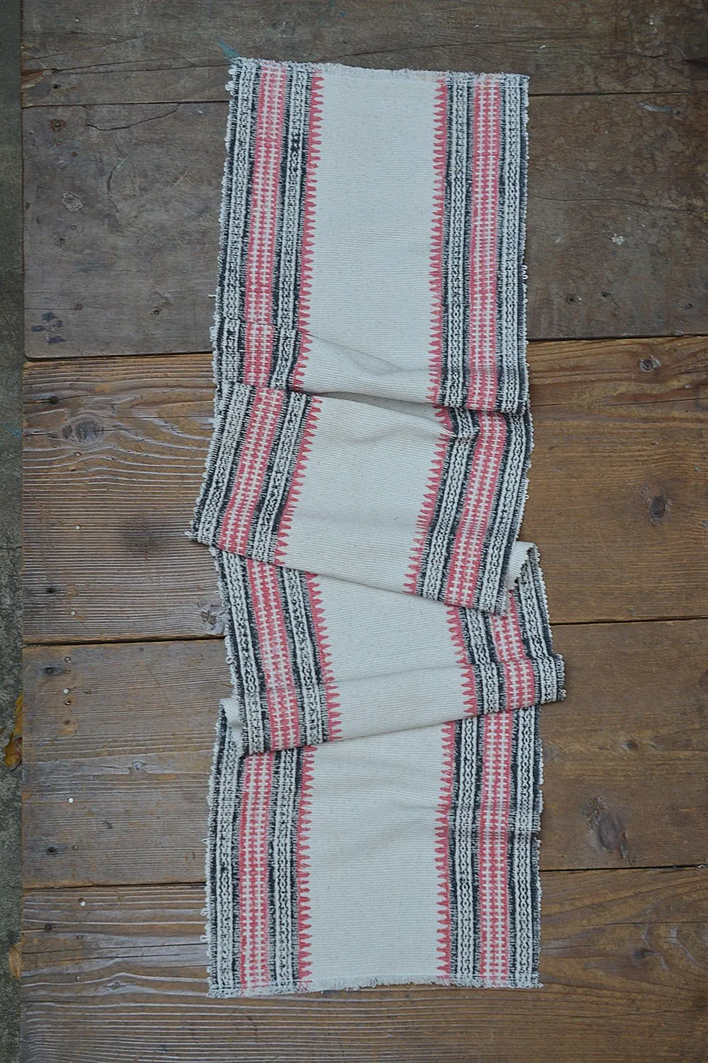 Block Printed Table Runner - Black and Rose