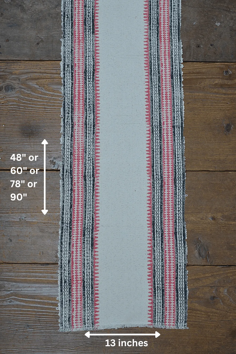 Block Printed Table Runner - Black and Rose