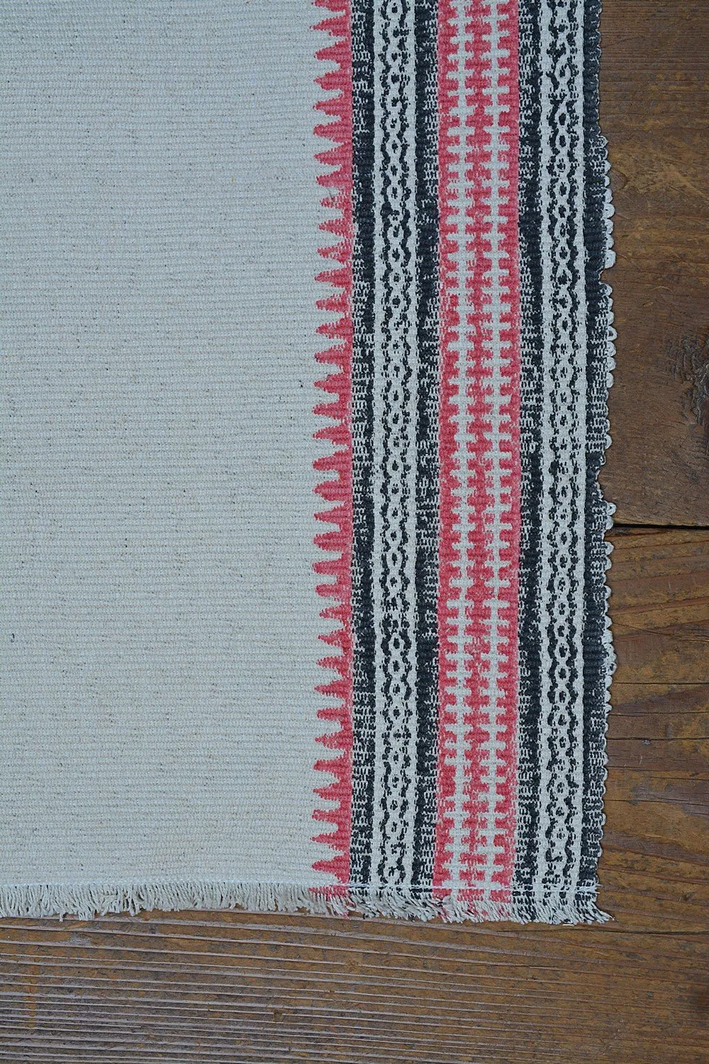 Block Printed Table Runner - Black and Rose
