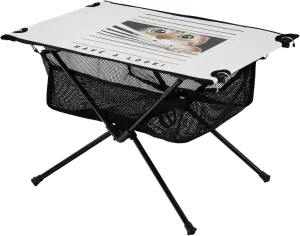 Bolaz Outdoor Folding Portable Picnic Camping Table-Cat Peeking Through Window,Storage Mesh for Camping Gear Accessories, Hiking, Mountaineering, Outdoor Travel