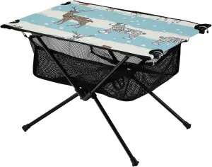 Bolaz Outdoor Folding Portable Picnic Camping Table-Christmas Deer 1,Storage Mesh for Camping Gear Accessories, Hiking, Mountaineering, Outdoor Travel