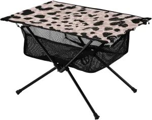 Bolaz Outdoor Folding Portable Picnic Camping Table-Retro Leopard Spot Art,Storage Mesh for Camping Gear Accessories, Hiking, Mountaineering, Outdoor Travel