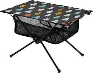 Bolaz Outdoor Folding Portable Picnic Camping Table-Tree Pattern with Colorful Background,Storage Mesh for Camping Gear Accessories, Hiking, Mountaineering, Outdoor Travel