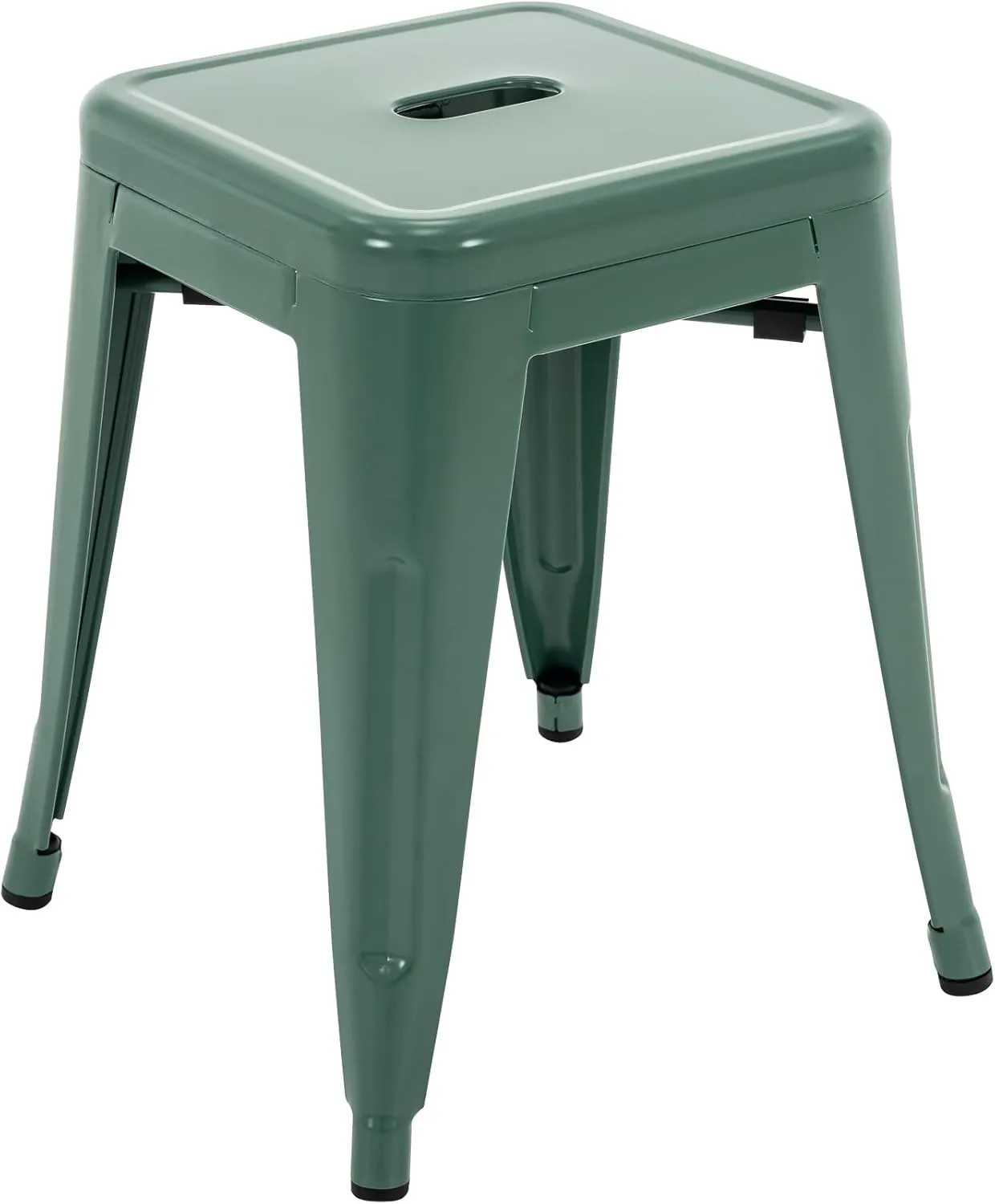Brage Living 18 Inch Industrial Metal Stools Set of 4, Stackable Classroom & Dining Chairs for Indoor Outdoor, Kitchen Short Stools (Dark Green)
