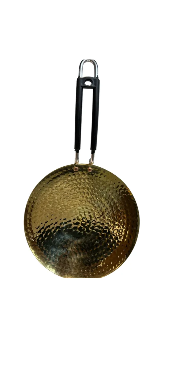 Brass Cooking Tawa, Pure Brass Hammered Roti Tava, 10.5" Round, Hand-Crafted
