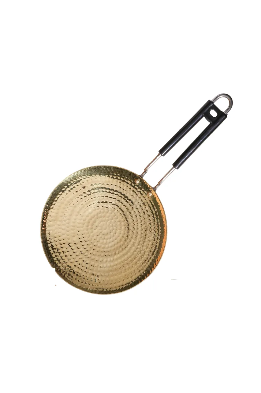 Brass Cooking Tawa, Pure Brass Hammered Roti Tava, 10.5" Round, Hand-Crafted