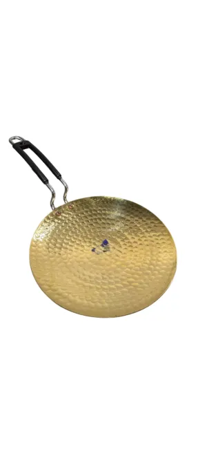 Brass Cooking Tawa, Pure Brass Hammered Roti Tava, 10.5" Round, Hand-Crafted
