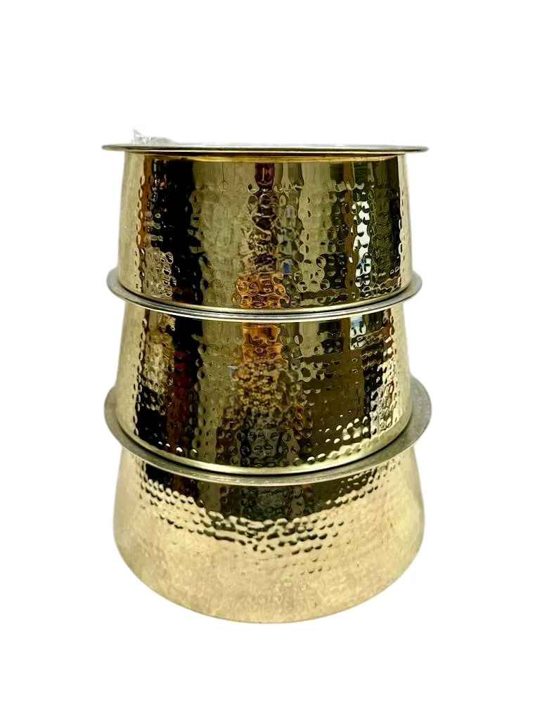 Brass Hammered Rice Handi for Cooking & Serving, 8", 2 Liter's, Kalai Coated