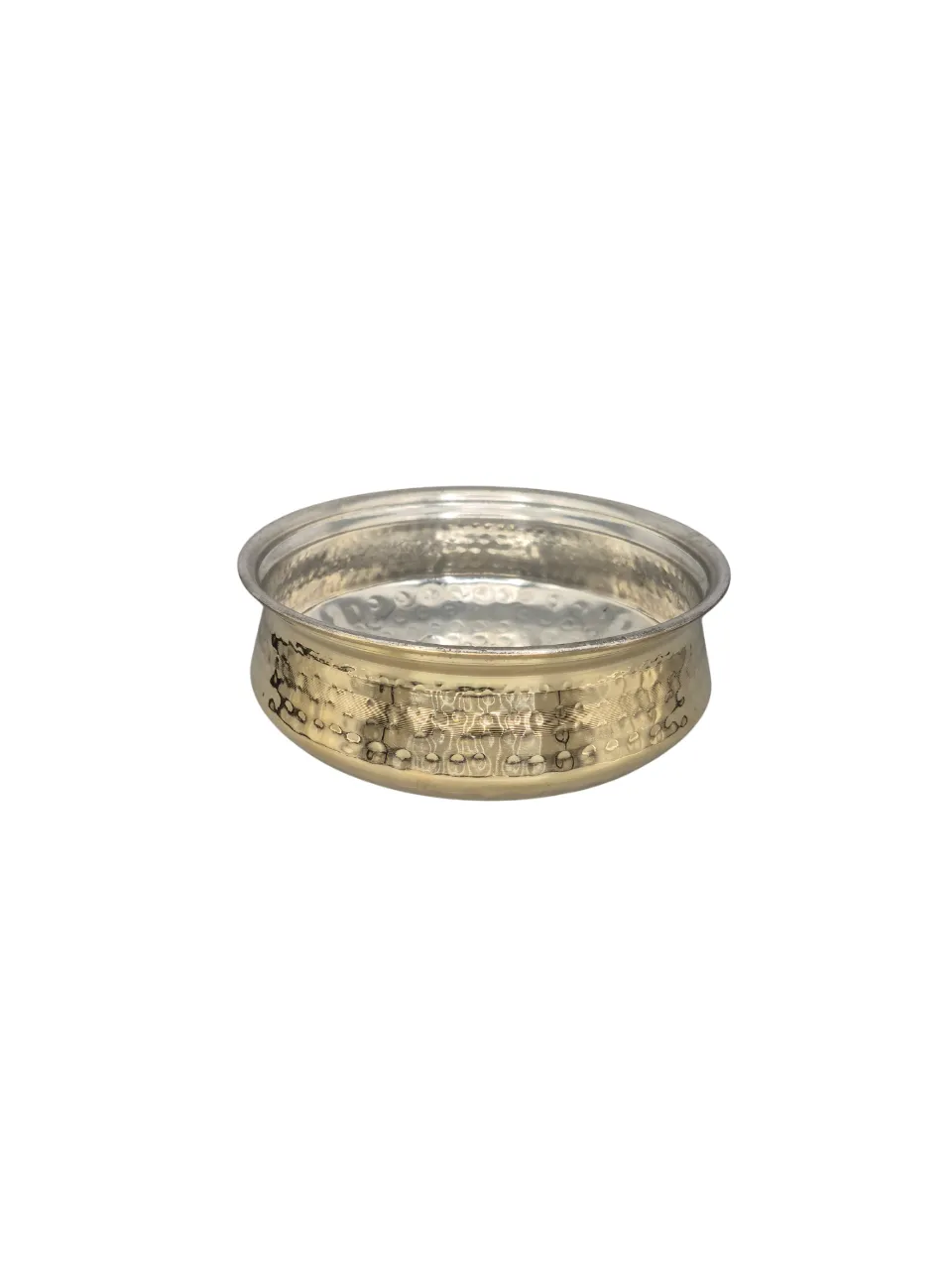 Brass Hyderabadi Style Biryani Handi with Kalai Coating, Hammered Finish, 11", 2.5 Liter's