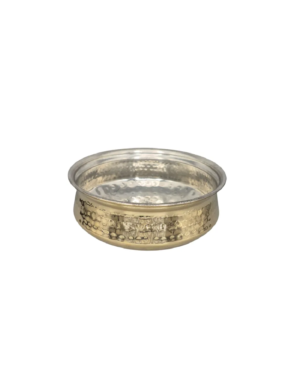 Brass Hyderabadi Style Biryani Handi with Kalai Coating, Hammered Finish, 11", 2.5 Liter's
